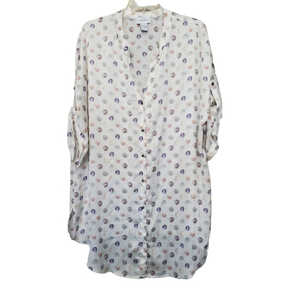 Soft Surroundings Dotted Button-Cuff Button-Up Tunic Size XL Lagenlook - Picture 1 of 5